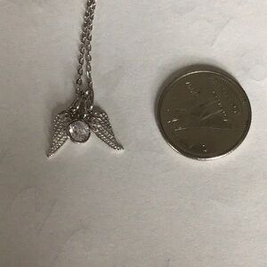 2/$15 Charmed Aroma 925 silver angel wing necklace. Clear stone